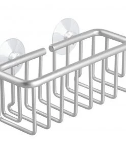 InterDesign 50766 6.5 x 2.75 x 3 in. Aluminum Metro Suction Soap & Sponge Holder - Silver