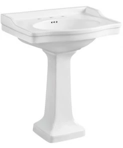 Kingston VPB3308 Porcelain Pedestal Sink; White - 35.44 x 21.63 x 29.94 in.