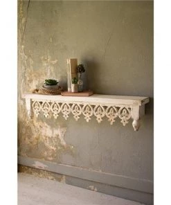Kalalou CCG1505 7 x 45 x 10 in. Hand Carved Wooden Shelf