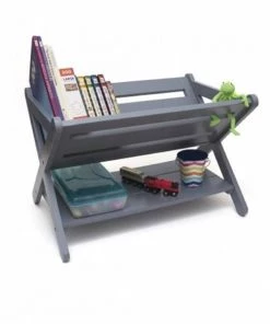 Lipper International 522G Kids Book Caddy with Shelf; Grey