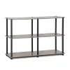 Highkey 99130GYW-BK Turn-N-Tube 3-Tier Double Size Storage Display Rack; French Oak Grey & Black