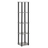 Furinno 99132GYW-BK Turn-N-Tube 5-Tier Corner Square Rack Display Shelf; French Oak Grey & Black