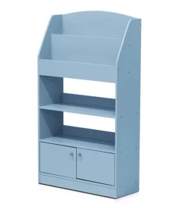 Furinno FR16119LB Kidkanac Magazine & Bookshelf with Toy Storage Cabinet; Light Blue