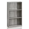 Furinno 99736GYW Basic 3-Tier Bookcase Storage Shelves; French Oak Grey