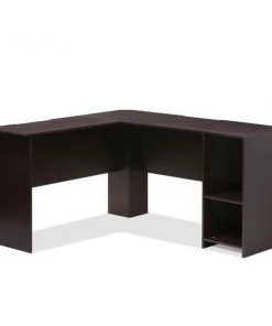 Furinno 16084EX Indo L-Shaped Desk with Bookshelves; Espresso