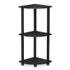 Furinno 12077DWN Turn-N-Tube 3-Tier Corner Display Rack Multipurpose Shelving Unit; Dark Walnut