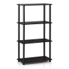 Furinno 99557DWN Turn-N-Tube 4-Tier Multipurpose Shelf Display Rack; Dark Walnut