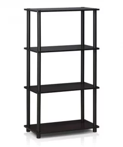 Highkey Turn-N-Tube 4-Tier Multipurpose Shelf Display Rack; Dark Walnut