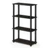 Furinno 18028EX-BK Turn-S-Tube 4-Tier Multipurpose Shelf Display Rack with Square Tube - Espresso & Black