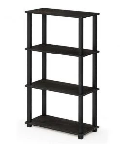 Furinno 18028EX-BK Turn-S-Tube 4-Tier Multipurpose Shelf Display Rack with Square Tube - Espresso & Black