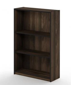 Furinno 14151R1CWN JAYA Simple Home 3-Shelf Bookcase - Columbia Walnut & Black