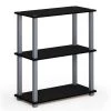 Furinno 18025BK-GY Turn-S-Tube 3-Tier Compact Multipurpose Shelf Display Rack with Square Tube - Black & Grey