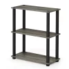 Highkey 18025GYW-BK Turn-S-Tube 3-Tier Compact Multipurpose Shelf Display Rack with Square Tube - French Oak Grey & Black