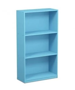 Furinno 99736LBL Basic 3-Tier Bookcase Storage Shelves - Light Blue