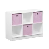 Furinno 99940WH-LPI Basic 3x2 Bookcase Storage with Bins - White & Pink