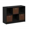 Furinno 99940AM-MBR Basic 3 x 2 in. Bookcase Storage with & Bins; Americano & Medium Brown