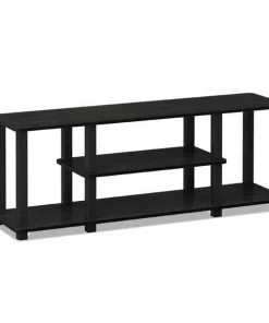 Furinno 18027AM-BK Turn-S-Tube No Tools 3D 3-Tier Entertainment TV Stands with Square Tube; Americano & Black