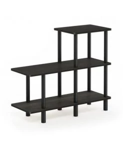 Furinno 18136EX-BK Turn-N-Tube 3-Tier Cube Ladder Shelf; Espresso & Black - 31.50 x 27.83 x 11.61 in.