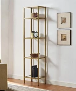 Crosley CF6114-GL Aimee Narrow Etagere Bookcase