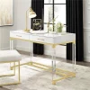 Inspired Home DK159-09WG-UE Posh Living Briar Writing Desk; White & Gold
