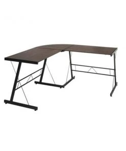 OFM ESS-1021-BLK-WEN 60 in. Metal Frame L-Shaped Desk; Corner Computer Desk; Wenge