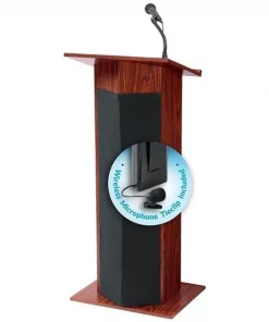 Oklahoma Sound Corporation Oklahoma Sound 111PLS-MY-LWM-6 The Power Plus Lectern With Wireless Tie Clip Lavalier - Mahogany