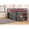 Donco kids PD-760DG Twin Low Study Loft with Desk; Chest & Bookcase - Dark Gray
