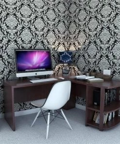 Ryan Rove RR1047-WS Kristen Corner L-Shaped Computer Desk in Dark Russet Cherry