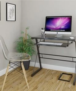 Ryan Rove RR1052-WS Becker Metal & Glass Computer Desk in Black