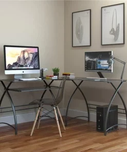 Ryan Rove RR1054-WS Stillman 3 Piece Corner L-Shaped Computer Desk in Black