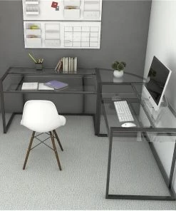 Ryan Rove RR1056-WS Belmac 3 Piece Corner C Frame L-Shaped Computer Desk