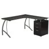 Techni Mobili RTA-4804L-ES Modern L- Shaped Computer Desk with File Cabinet & Storage; Espresso - 30 x 59 x 55 in.