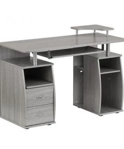 Techni Mobili RTA-8211-GRY Complete Computer Workstation Desk with Storage; Gray - 33.5 x 47.25 x 21.5 in.