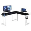 Techni Sport RTA-TS220L-WHT Warrior L-Shaped Gaming Desk; White