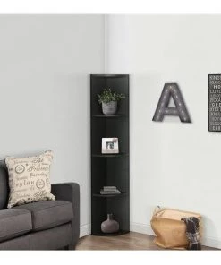 Kings Furniture BK004-BL Harlice Corner Shelving Unit; Black