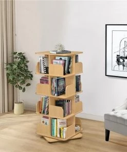 Kings Furniture BK006-N Revolving Tall Bookcase; Natural
