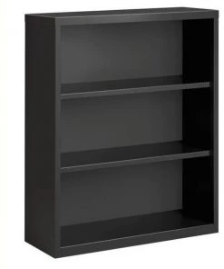 Lorell LLR59692 Fortress Series Wood Veneer 3 Shelves Bookcase; Charcoal