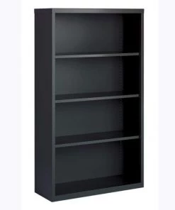 Lorell LLR59693 Fortress Series Wood Veneer 4 Shelves Bookcase; Charcoal