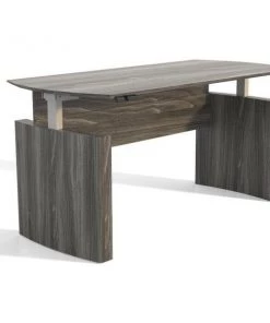 Safco Products Safco SAFMNDTHA63LGS Medina Curved Height-Adjustable Desk; Walnut - 63 x 36 x 1 in.