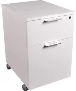 Lorell LLR34504 20 in. Mid-Century Modern Box & File Mobile Pedestal; White