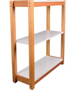 Lorell LLR34505 Mid-Century Modern 3-Shelf Bookcase; White