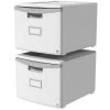 Storex 61261B02C 1-Drawer Mini File Cabinet with Lock for Legal-Letter; Gray - Pack of 2