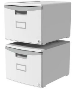 Storex 61261B02C 1-Drawer Mini File Cabinet with Lock for Legal-Letter; Gray - Pack of 2
