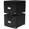 Storex 61265B02C 1-Drawer Mini File Cabinet with Lock for Legal-Letter; Black - Pack of 2