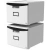 Storex 61267B02C 1-Drawer Mini File Cabinet with Lock for Legal-Letter; Gray & Black - Pack of 2