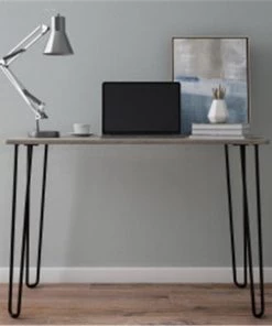 Trademark Global Inc Trademark 80-FT-7 Desk with Hairpin Legs; Driftwood Gray