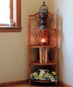 Lavish Home 83-14-4 4 Tier Wood Folding Corner Display Shelf