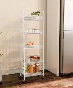 Lavish Home 83-88-5 5-Tiered Narrow Rolling Storage Shelves