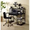 Q-Max UB92877 41 in. Tall Contemporary Style Computer Desk with 1 Storage Drawer & Bookcase Hutch; Black