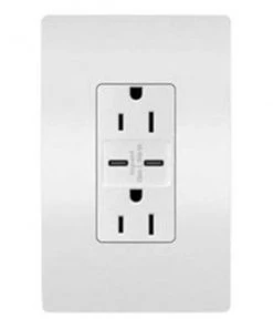 Pass & Seymour 259152 15A Fast Charging Type C USB Decorator Wall Plate; White